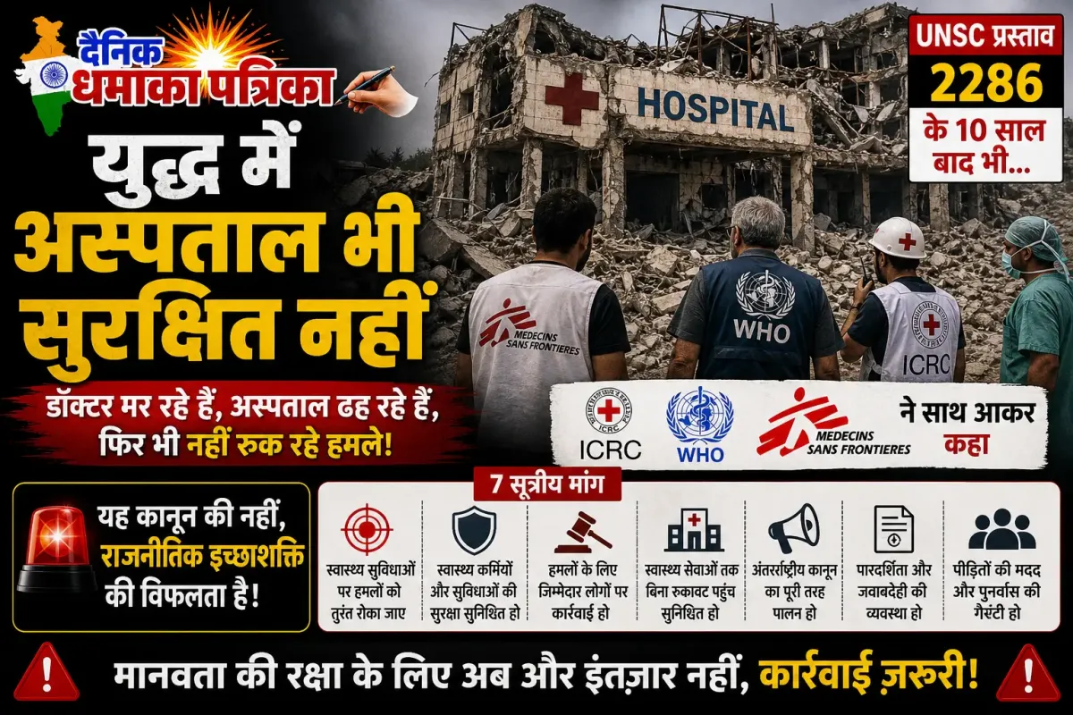 UNSC प्रस्ताव के 10 साल, ICRC-WHO-MSF ने कहा – युद्ध में अस्पतालों पर हमले रुके नहीं, यह राजनीतिक इच्छाशक्ति की विफलता