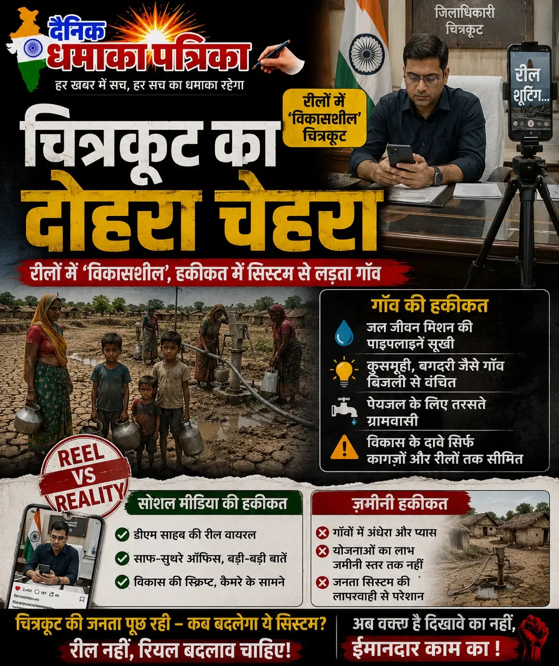 चित्रकूट का दोहरा चेहरा: रीलों में 'विकासशील', हकीकत में सिस्टम से लड़ता गाँव - ग्राउंड रिपोर्ट में सर्वाधिक पढ़ी गई खबर