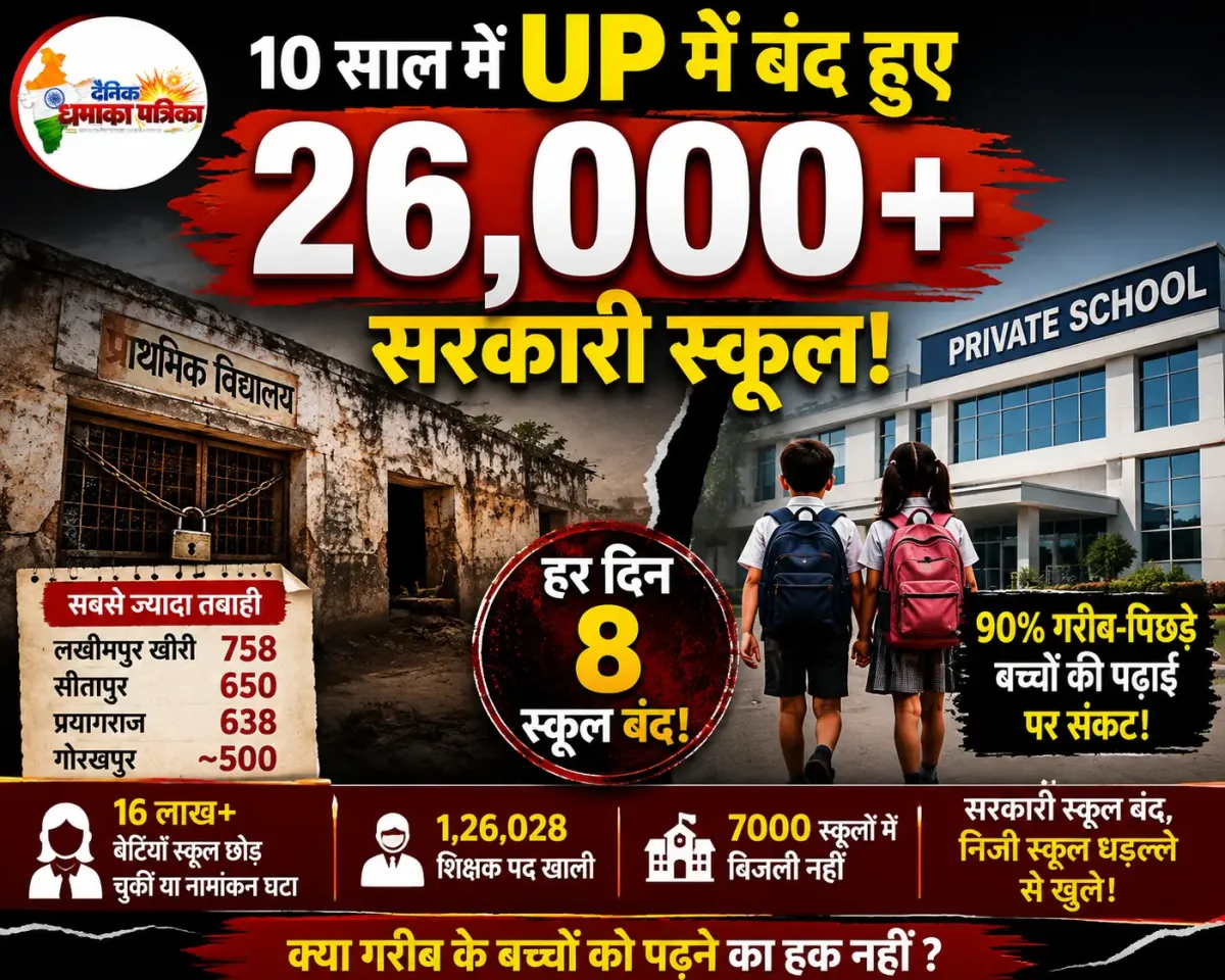  26,000 स्कूल बंद! 90% पिछड़ों और गरीबों की पढ़ाई पर ताला— UP में क्या शिक्षा का अंत हो रहा है?